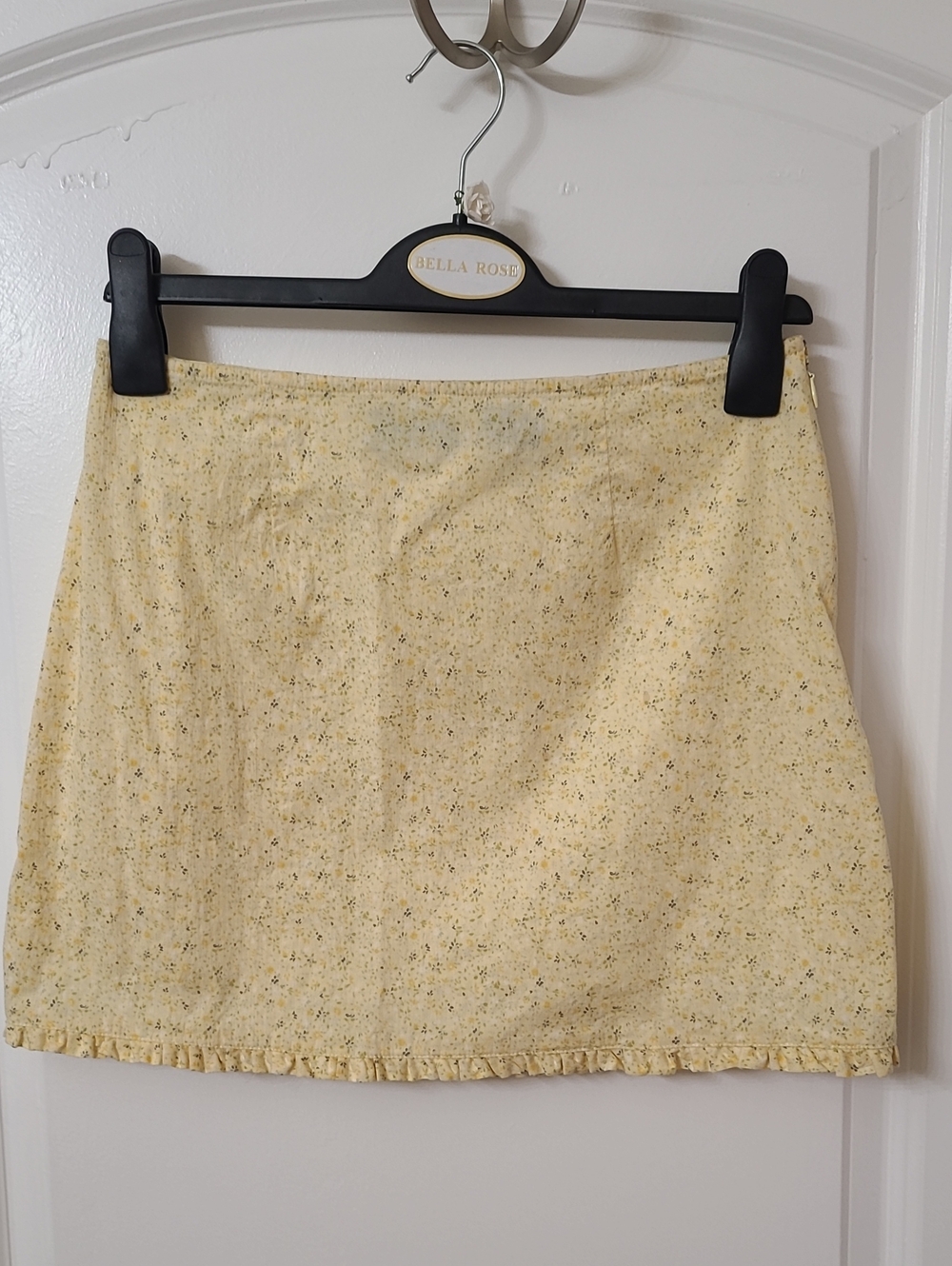 Vintage Late 90's Express Worldbrand Yellow Micro-Floral Mini Skirt